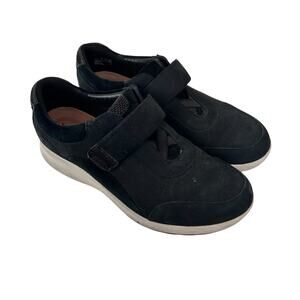 Clarks Unstructured Black Leather Un Adorn Lo Sneakers Sz 8
